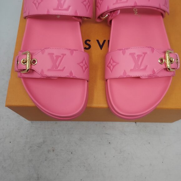 LOUIS VUITTON Pink LV Monogram Bom Dia Flat Slide Sandal - Picture 4 of 12
